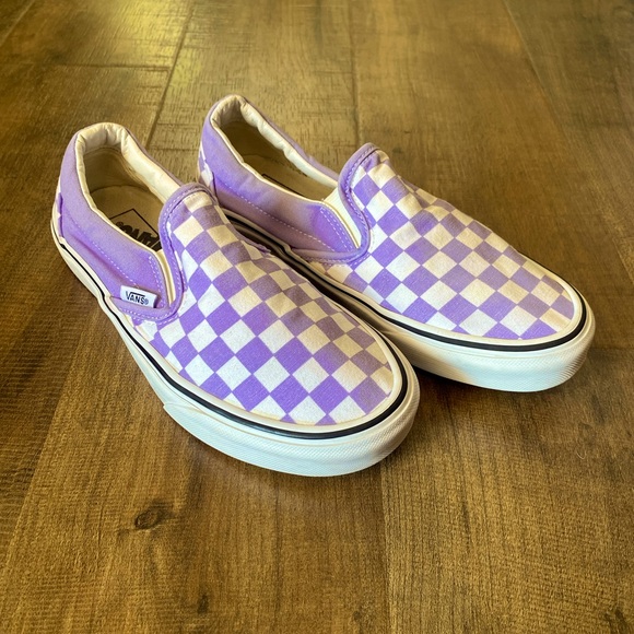 Vans Shoes - Vans Purple Checkerboard Slip On Sneaker Size 7